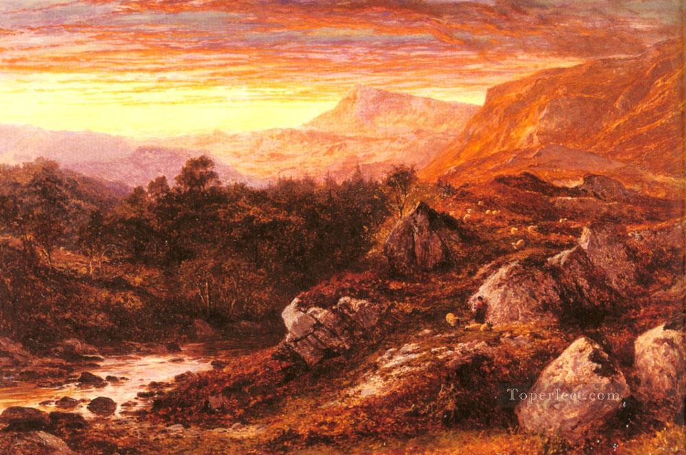 レダーの谷 北ウェールズの風景 ベンジャミン・ウィリアムズ・リーダー・マウンテン油絵